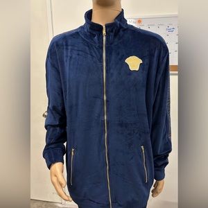 Custom made Versace Velour tracksuit with gold rhinestones!